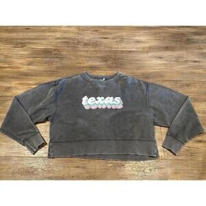 Texas Crop Lightweight Grey Ribbed Shirt sz sm EUC